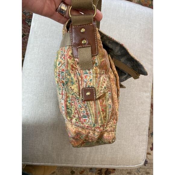 Vintage Y2K Fossil 1954 Paisley Floral Corduroy Crossbody Boho Purse Bag - Picture 5 of 13